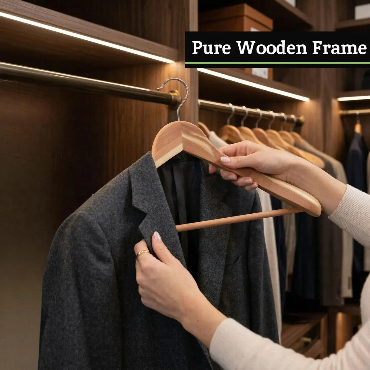 Orsina Cedar Wood Trouser Rail Clothes Hanger – Luxury Wardrobe Storage