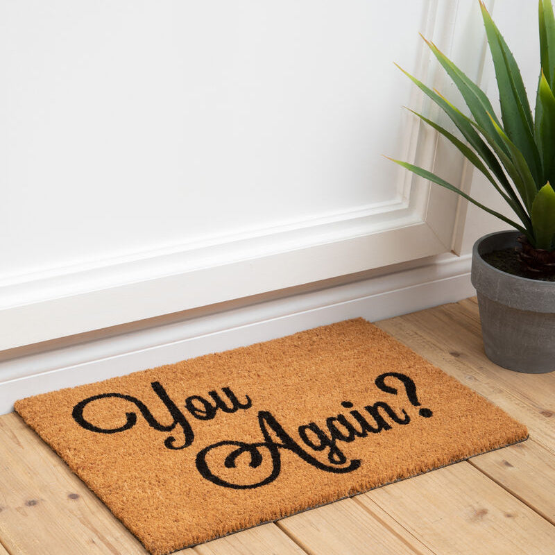 Orsina Filta You Again Doormat – Funny Black Script Entryway Mat