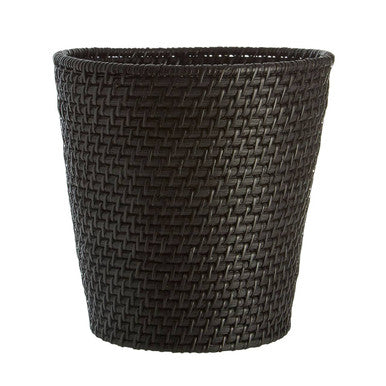 Orsina Lidi Black Rattan Waste Basket – Modern Minimalist Bin