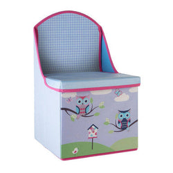 Orsina Children's Owl Design Storage Seat | Toy Box Ottoman for Kids
