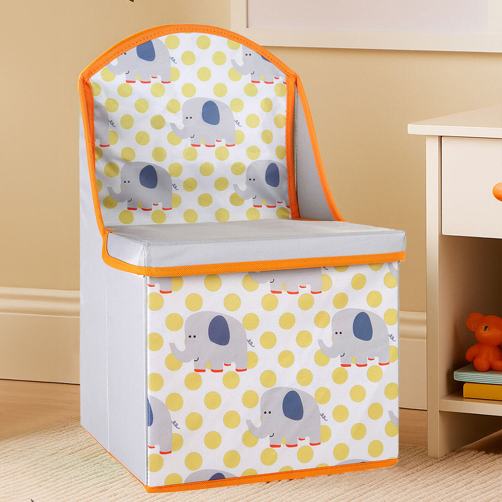 Orsina Elephant Kids Storage Seat – Grey Polyester Toy Ottoman Box