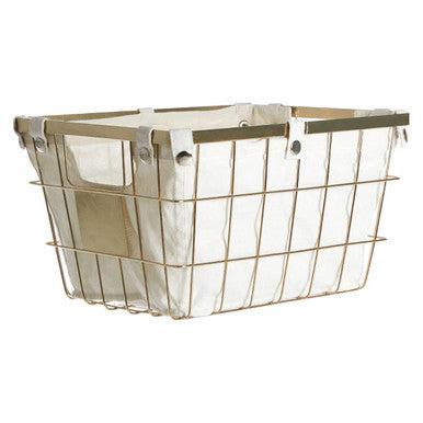 Orsina Harga Medium Gold Wire Storage Basket with Fabric Lining