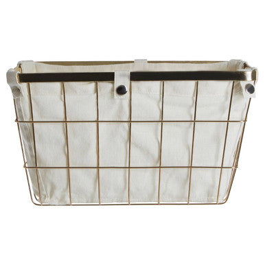 Orsina Harga Medium Gold Wire Storage Basket with Fabric Lining
