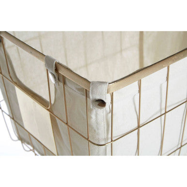Orsina Harga Medium Gold Wire Storage Basket with Fabric Lining
