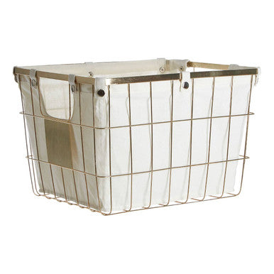 Orsina Harga Large Gold Wire Storage Basket with Lining – 70cm