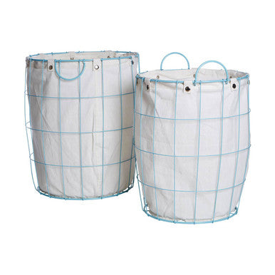 Orsina Set of 2 Round Blue Wire Laundry Baskets – Modern Storage