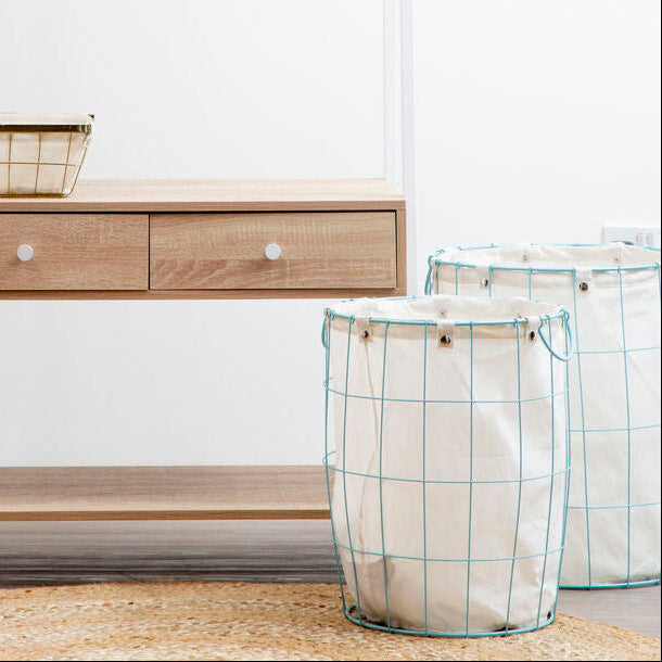 Orsina Set of 2 Round Blue Wire Laundry Baskets – Modern Storage