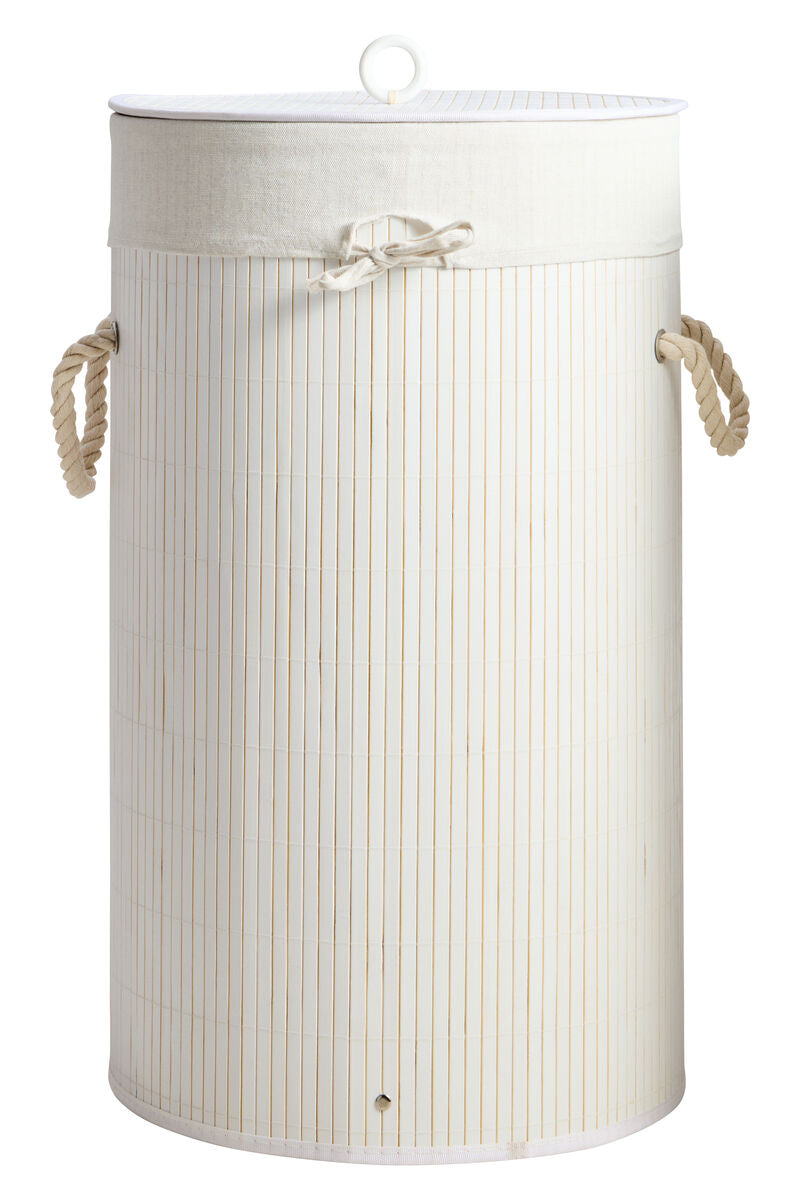 Orsina Round White Bamboo Laundry Hamper – Eco-Friendly Storage