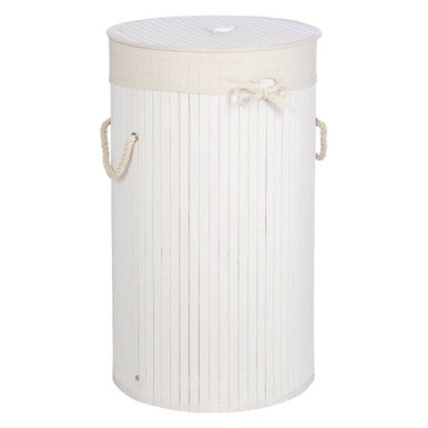 Orsina Round White Bamboo Laundry Hamper – Eco-Friendly Storage