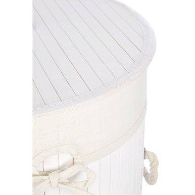Orsina Round White Bamboo Laundry Hamper – Eco-Friendly Storage