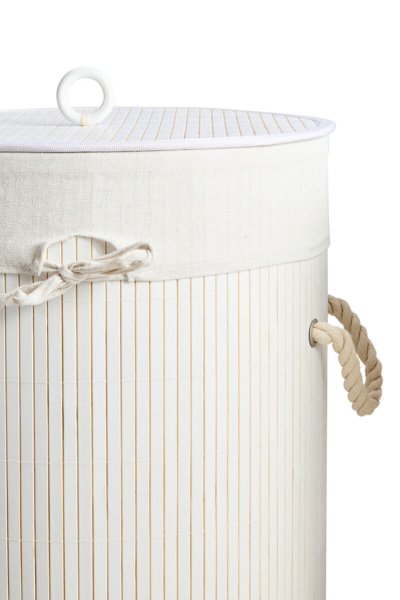 Orsina Round White Bamboo Laundry Hamper – Eco-Friendly Storage