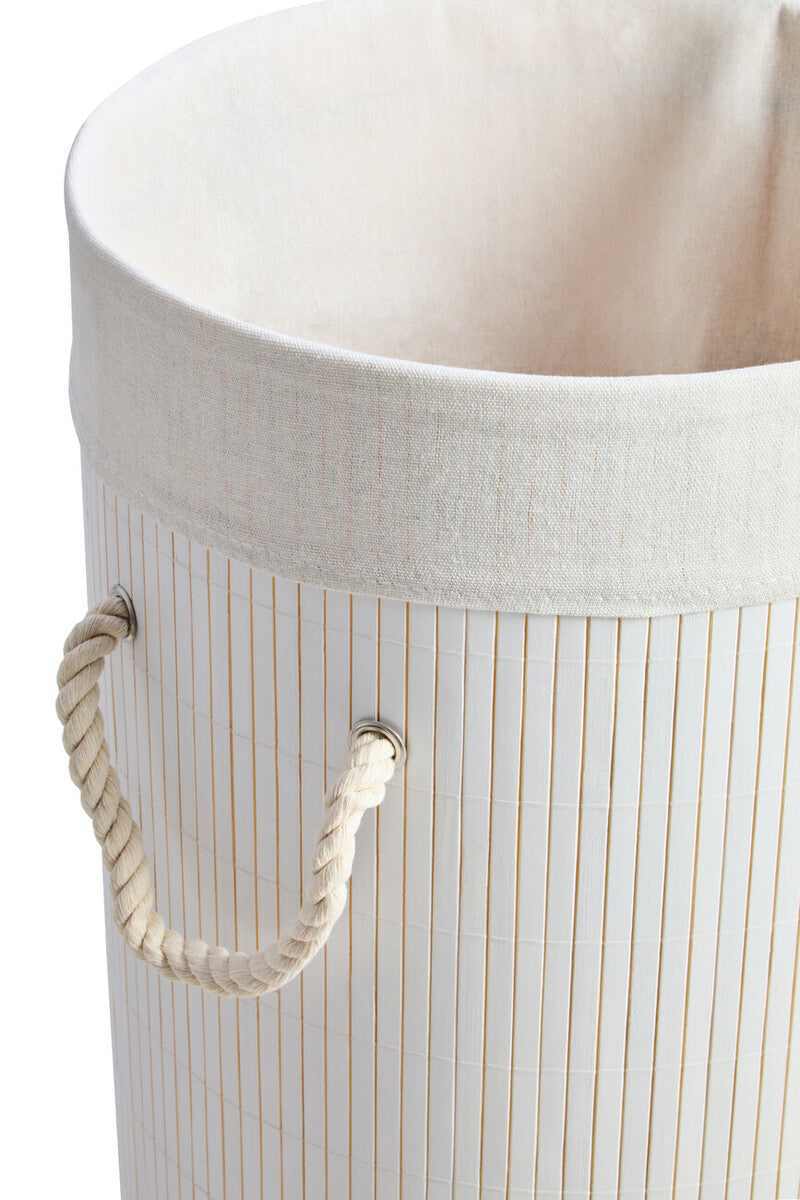 Orsina Round White Bamboo Laundry Hamper – Eco-Friendly Storage