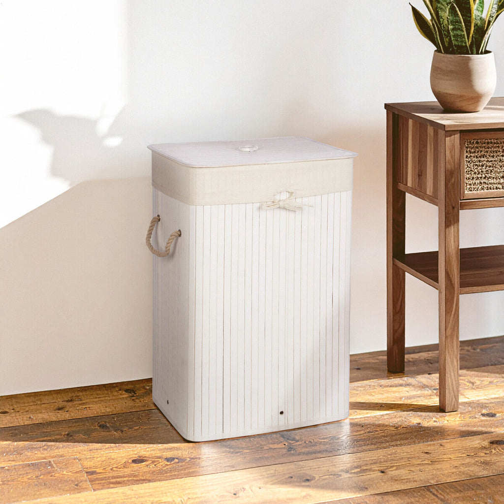 Orsina White Bamboo Laundry Hamper – Eco-Friendly Storage Organiser