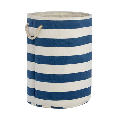 Orsina Nautical Blue and White Striped Laundry Hamper – Coastal Decor