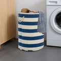 Orsina Nautical Blue and White Striped Laundry Hamper – Coastal Decor