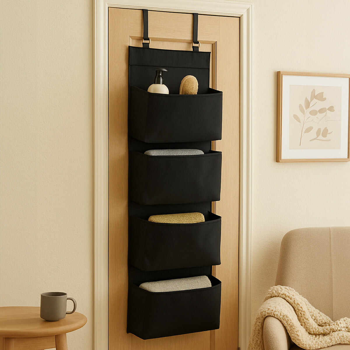 Orsina Verti Over Door Hanging Organiser – Black Space Saving Storage