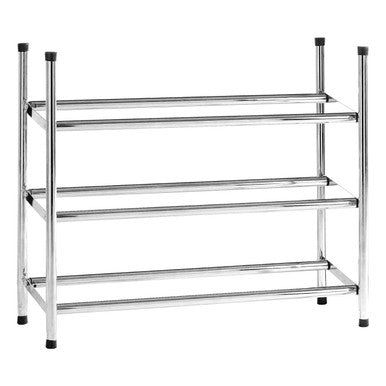 Orsina Tavia Expandable 3-Tier Chrome Shoe Rack – 18 Pair Capacity