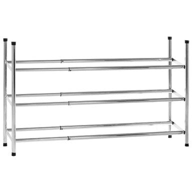 Orsina Tavia Expandable 3-Tier Chrome Shoe Rack – 18 Pair Capacity