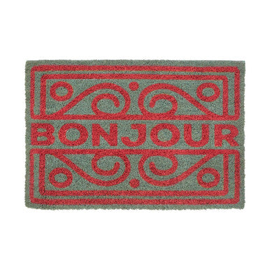 Orsina Neon Bonjour Coir Doormat – Modern Durable Outdoor Welcome Mat