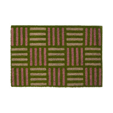 Orsina Filta Green Grid Doormat – Modern Coir Entrance Mat