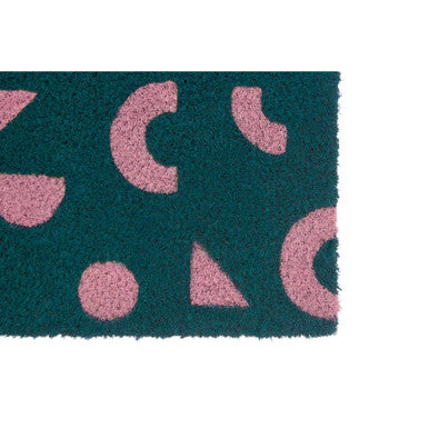 Orsina Green Geometric Shapes Coir Doormat – Modern Outdoor Entry Mat