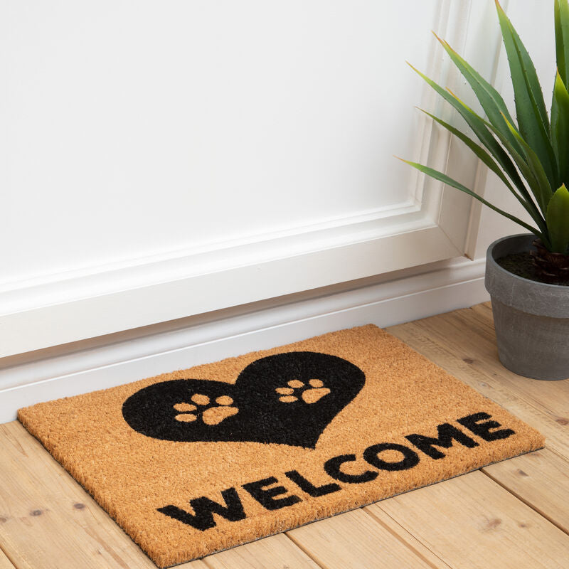Orsina Filta Paw Heart Doormat – Coir Bristle Pet Entrance Mat