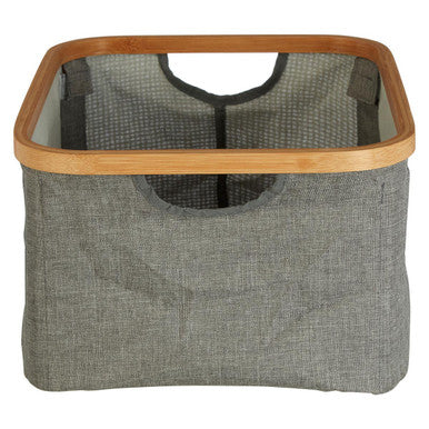 Orsina Carrick Rectangular Storage Basket – Grey Fabric & Bamboo