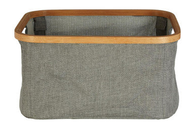 Orsina Carrick Rectangular Storage Basket – Grey Fabric & Bamboo