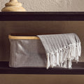 Orsina Carrick Rectangular Storage Basket – Grey Fabric & Bamboo