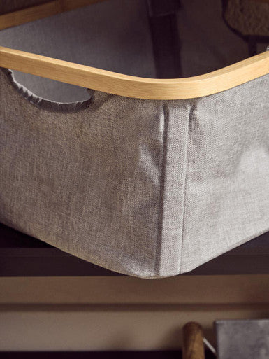 Orsina Carrick Rectangular Storage Basket – Grey Fabric & Bamboo