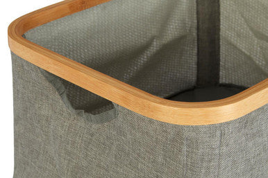 Orsina Carrick Rectangular Storage Basket – Grey Fabric & Bamboo