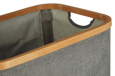 Orsina Carrick Rectangular Storage Basket – Grey Fabric & Bamboo