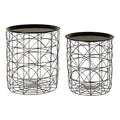 Orsina Hege Set of 2 Black Metal Wire Basket Side Tables with Recessed Tops