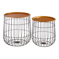 Orsina Hege Side Tables - Set of 2 Brass and Black Metal Wire Frame