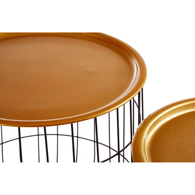 Orsina Hege Side Tables - Set of 2 Brass and Black Metal Wire Frame