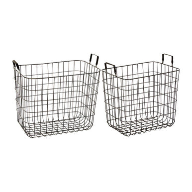 Orsina Rowan Black Wire Storage Baskets – Set of 2 Stackable Metal Bins