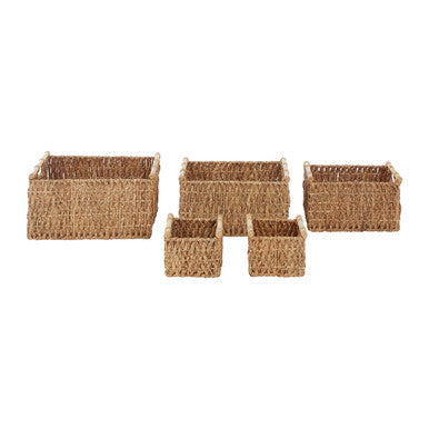 Orsina Lidi Water Hyacinth Storage Baskets | Woven Set of 5