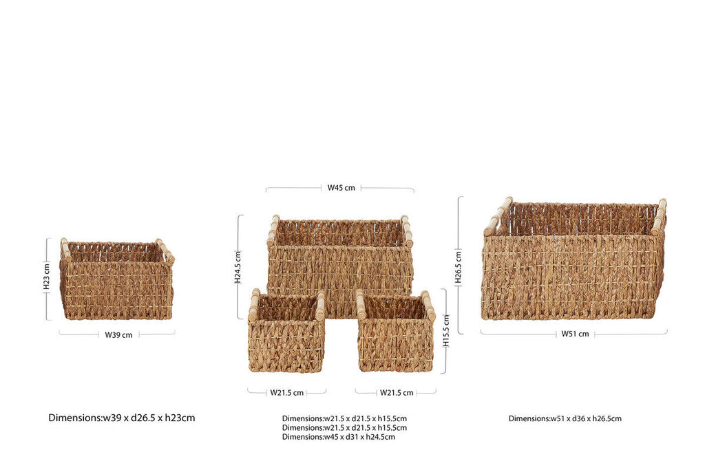Orsina Lidi Water Hyacinth Storage Baskets | Woven Set of 5