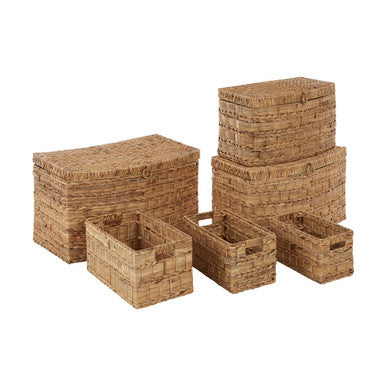 Orsina Water Hyacinth Storage Baskets – Set of 6 Woven Organisers