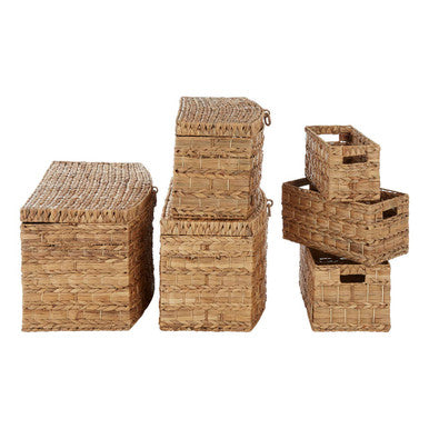 Orsina Water Hyacinth Storage Baskets – Set of 6 Woven Organisers