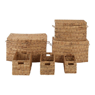 Orsina Water Hyacinth Storage Baskets – Set of 6 Woven Organisers