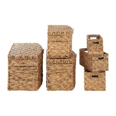 Orsina Lidi Water Hyacinth Storage Baskets | Woven Set of 6