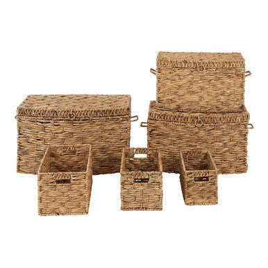 Orsina Lidi Water Hyacinth Storage Baskets | Woven Set of 6