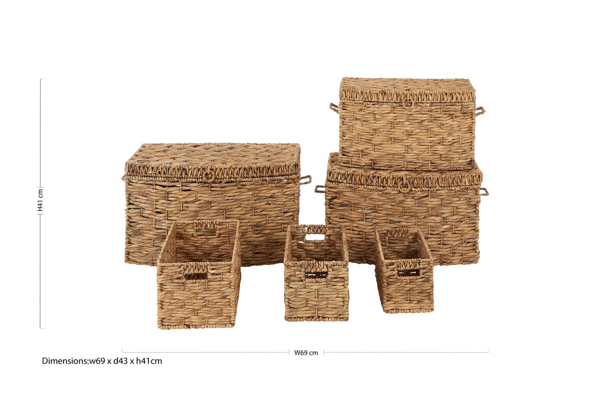 Orsina Lidi Water Hyacinth Storage Baskets | Woven Set of 6