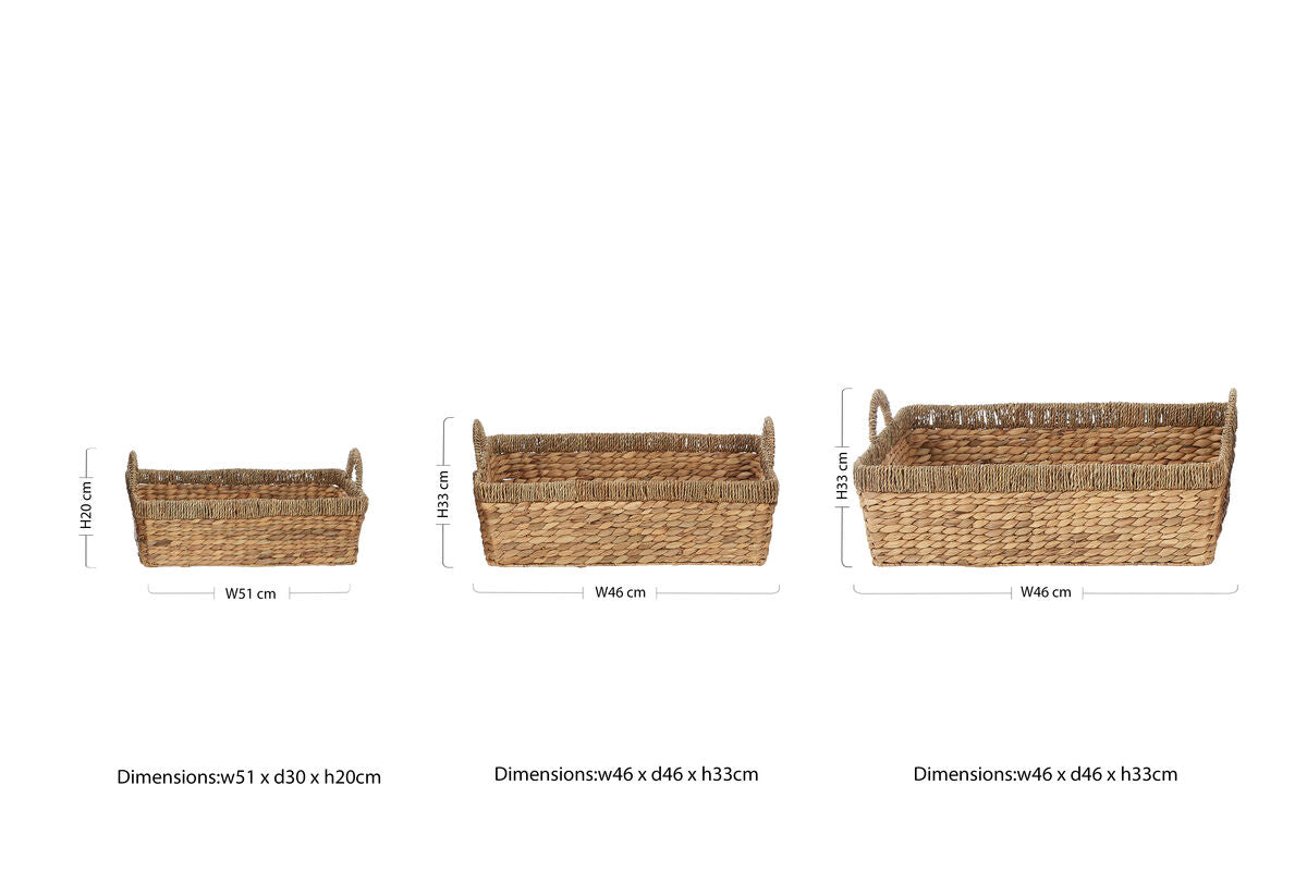 Orsina Lidi Set of 3 Seagrass Storage Baskets with Handles