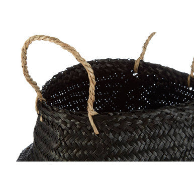 Orsina Small Black Seagrass Basket – Modern Woven Storage Solution