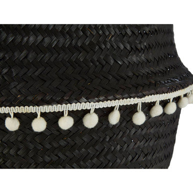 Orsina Small Black Seagrass Basket – Modern Woven Storage Solution
