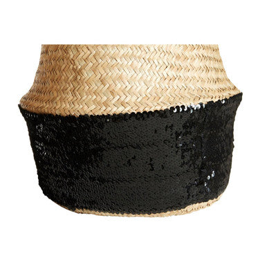 Orsina Small Seagrass Basket – Two-Tone Black and Natural Storage