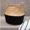 Orsina Medium Seagrass Basket – Black and Natural Woven Storage