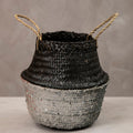 Orsina Small Seagrass Basket – Black and Silver Decorative Storage